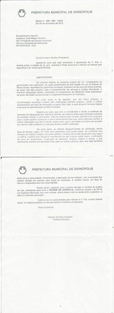 Pastor Paulo César (PRB) – Geraldinho da Saúde (PR) - Rodyson do Zé Milton (PSDB) – Paduano (DEM) – Edmar Rodrigues (PSD) e Roberto Bento (PT do B) oficio em-093